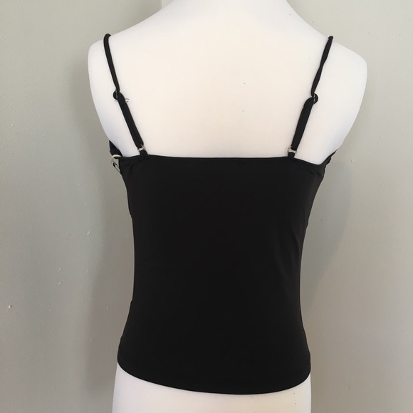 Shirred Bust Ruffle Cami Top Knit Semi-Crop Top - Picture 8 of 8